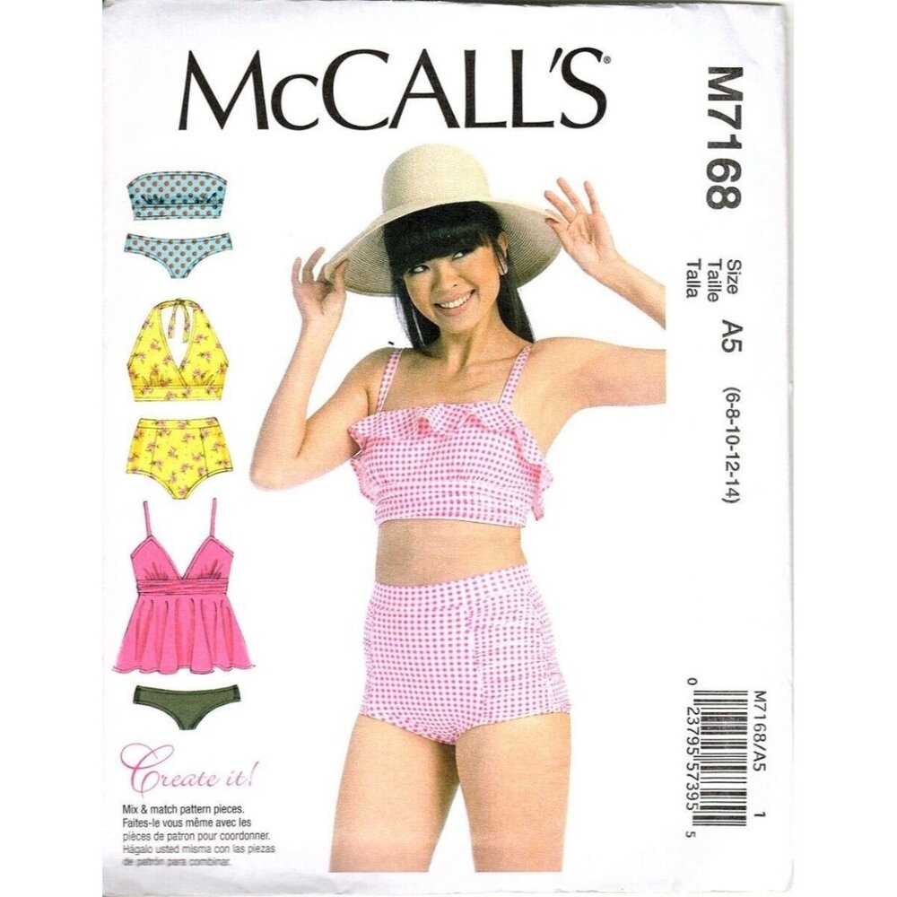 McCall's M7168 Misses 6 to 14 Bikini Swimsuits Uncut Sewing Pattern